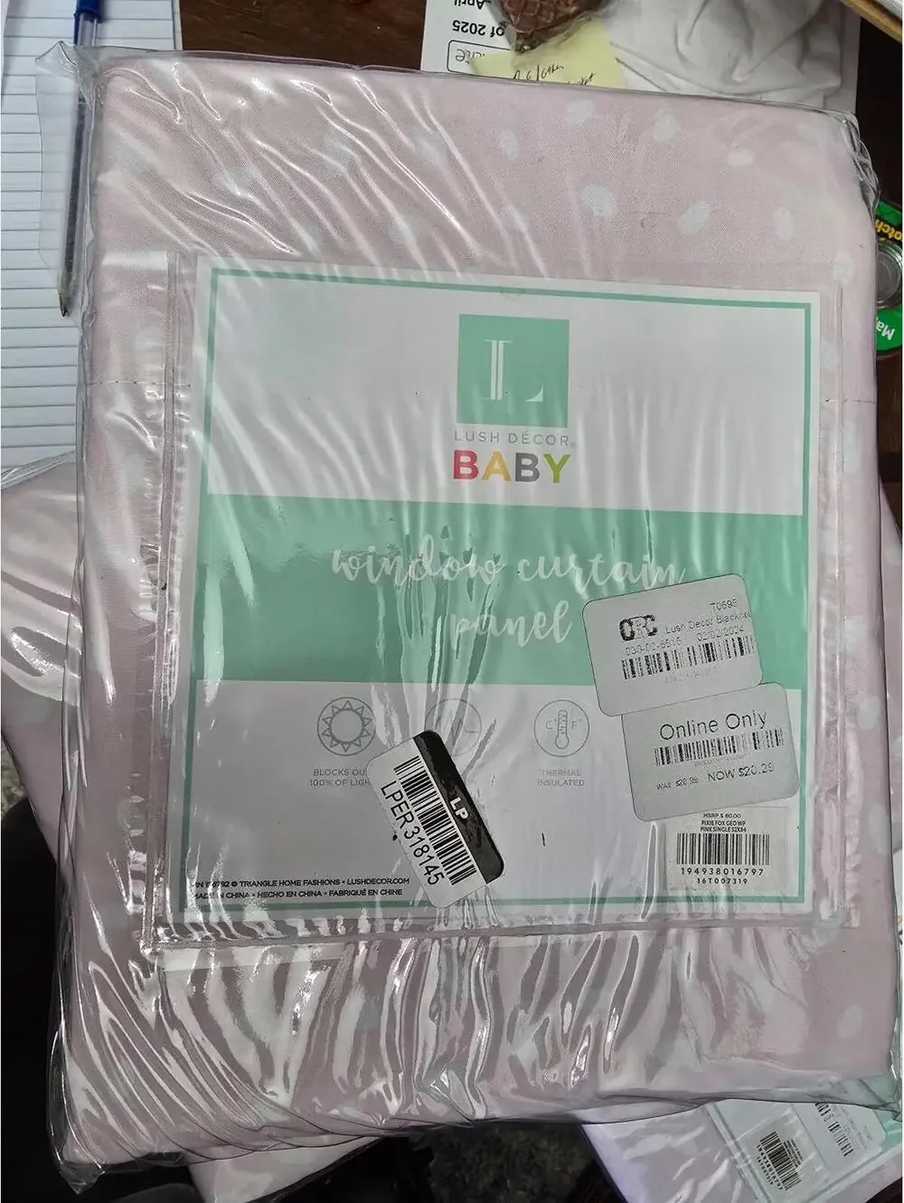 Lush Decor Baby Pink Polka Dot Curtain Panel Nursery Brand New 52” X 84 item 771